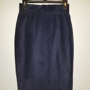 Navy Blue Suede Pencil Skirt